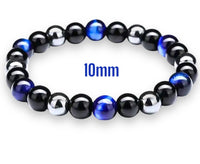 Tiger Eye Dark Blue - Onyx - Hematite Triple Protection Energy Bracelets (8mm and 10mm beads)