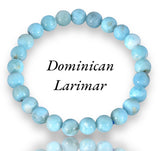 Larimar Dominican Caribbean Custom Size Round Smooth Stretch (8mm) Natural Gemstone Crystal Energy Bead Bracelet
