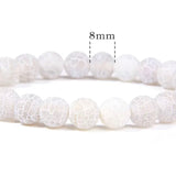 Dream Fire Agate Weathered White Crystal Gemstone Rustic Energy Bead Bracelet