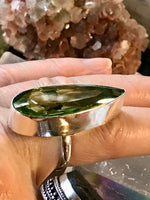 Peridot Natural Gemstone .925 Sterling Silver Point Statement Ring (Size 8)