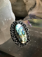 Abalone Shell .925 Sterling Silver Ring (Size 9)