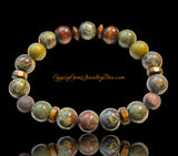 Intention - I Am Dragon - Dragon Bloodstone + Red Tigers Eye + Olive Wood Round Smooth Stretch (10mm Grande) Natural Gemstone Crystal Energy Bead Bracelet Limited Series