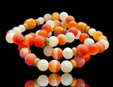 Intention - Energizer - Carnelian & White Dream Fire Agate Custom Size Frost Matte Rustic Round Stretch (10mm Grande) Natural Gemstone Crystal Energy Bead Bracelet Limited Series