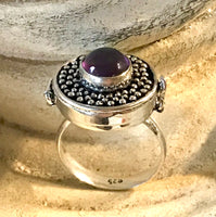 Amethyst Gemstone .925 Sterling Silver Locket Ring (Size 8.25)