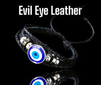 Evil Eye Protection Adjustable Slider Knot Leather Changeable Snap Button Bracelet
