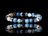 Agate Fire Blue/Black Gemstone Energy Bead Bracelet