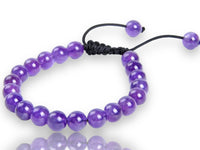 Amethyst - Purple Braided Macrame Adjustable Sliding Knot Round Smooth (8mm) Natural Gemstone Crystal Energy Bead Bracelet