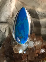 Turquoise Copper Natural Gemstone .925 Sterling Silver Point Ring (Size 9)