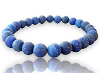 LAPIS LAZULI Crystal Gemstone Rustic Matte Energy Bead Bracelet "Visionary"