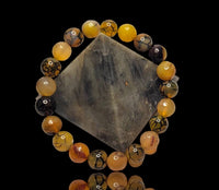 Agate Orange Yellow Fire Dragons Vein Gemstone Energy Bead Bracelet