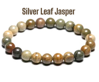 JASPER Silver Leaf Gemstone Crystal Energy Bead Bracelet "Perseverance"