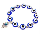 Evil Eye Hamsa Hand Silver Charm Dangle Bead Energy Bracelet