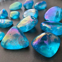 Aqua Aura Quartz Tumbled Natural Gemstone Crystal Rock