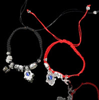 Red Braided Good Luck Horseshoe Elephant Charm Rope Silk Energy Bracelet Adjustable Red or Black