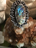 Abalone Shell .925 Sterling Silver Ring (Size 9)
