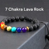 7 CHAKRA Lava Rock Braided Rope Gemstone Energy Bead Bracelet Adjustable Aromatherapy