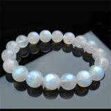 Moonstone - Blue Moonstone Custom Size Opalescent Round Smooth Stretch (8mm) Natural Gemstone Crystal Energy Bead Bracelet