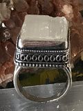 Selenite Natural Gemstone .925 Sterling Silver Statement Ring (Size 8.5)