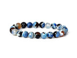 Agate Fire Blue/Black Gemstone Energy Bead Bracelet