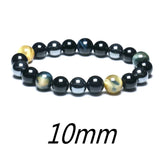 Triple Protection - Tiger’s Eye Dream Honey Yellow + Black Onyx + Hematite Round Smooth Stretch (8mm or 10mm beads) Natural Gemstone Crystal Energy Bead Bracelet