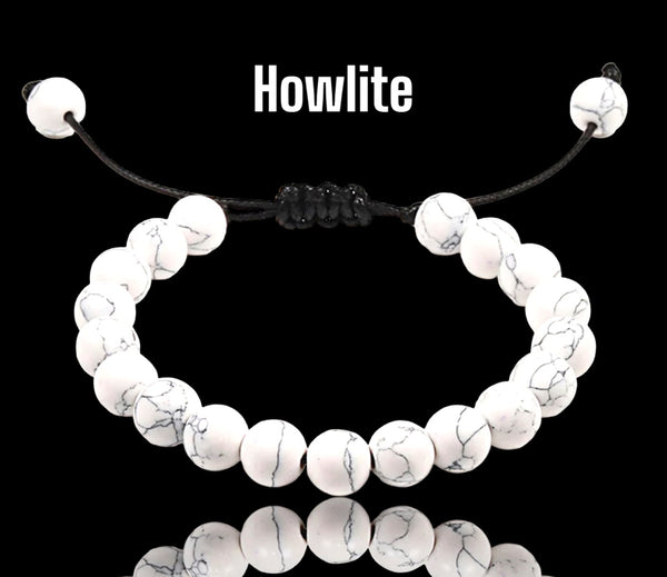 Turquoise White Howlite Braided Rope Gemstone Energy Bead Bracelet Adjustable
