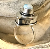 Larimar Natural Gemstone .925 Sterling Silver Locket Ring (Size 7)