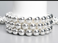 Hematite Bright Silver Gemstone Crystal Energy Bead Bracelet