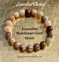 Azeztulite Himalayan Quartz Custom Size Green Gold Red Round Smooth Stretch (Grande 10mm) Natural Gemstone Crystal Energy Bead Bracelet Limited Series