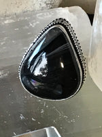 Onyx Black Banded Sardonyx Gemstone .925 Sterling Silver Ring (Size 7.5)