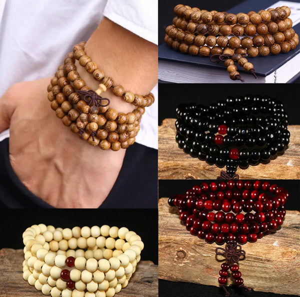 Buddha Prayer 108 Beads Bracelet Necklace Tibet Sandalwood