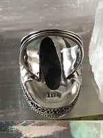 Jasper K2 Natural Gemstone .925 Sterling Silver Oval Statement Ring (Size 8)