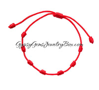Red Silk Kabbalah 7 Knot Braided Good Luck Protection Bracelet Adjustable