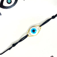 Evil Eye Good Luck Protection Adjustable Slider Knot Bracelet Gold Black Stretch