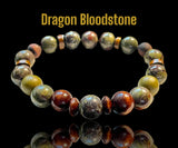 BLOODSTONE Dragon Bloodstone & Red Tigers Eye & Olive Wood Energy Bead Bracelet Limited Series Grande 10mm