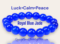 JADE Royal Blue Crystal Gemstone Energy Bead Bracelet - Grande 10mm