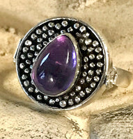 Amethyst Gemstone .925 Sterling Silver Locket Ring (Size 8)