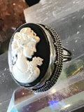 Cameo .925 Sterling Silver Statement Ring (Size 8.25)