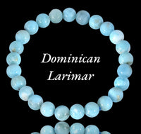 Larimar Natural Dominican Caribbean Gemstone Energy Bead Bracelet