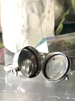 Rose Quartz Gemstone .925 Sterling Silver Locket Ring (Size 8)