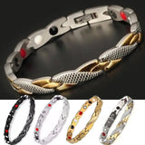 Premium Magnetic Therapy Stainless Steel Twisted Bracelet Dragon X Pattern
