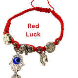 Red Braided Good Luck Horseshoe Elephant Charm Rope Silk Energy Bracelet Adjustable Red or Black