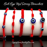Evil Eye Hamsa Hand Red Silk Macrame Adjustable Slider Knot Good Luck Energy Bracelet
