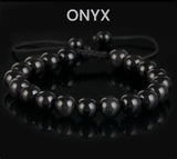 Onyx Black Matte Rustic Braided Rope Energy Bead Bracelet, Adjustable