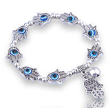 Evil Eye Silver Charm Bead Energy Bracelet