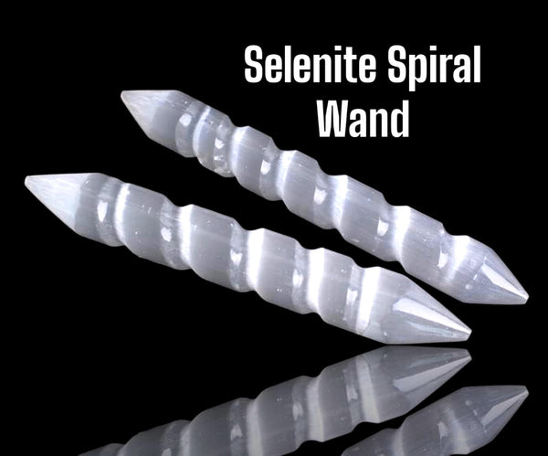 Selenite Spiral Double Point Crystal Massage Wand