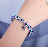 Evil Eye Hamsa Hand Silver Charm Dangle Bead Energy Bracelet Grande 10mm