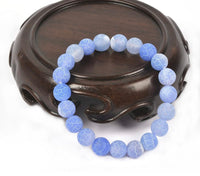 AGATE Dream Fire Blue Matte Rustic Gemstone Energy Bead Bracelet