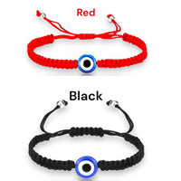 Evil Eye Red or Black Silk Braided Macrame Adjustable Slider Knot Good Luck Protection Bracelet