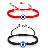Evil Eye Silk Braided Good Luck Protection Bracelet Adjustable Red Black