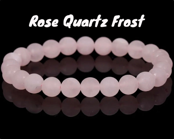 Quartz Rose Frosted Rustic Gemstone Energy Bead Bracelet